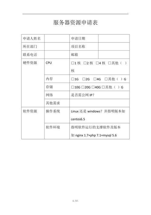 政务云服务器资源申请