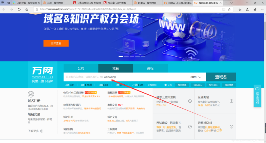 阿里云服务器怎么买域名