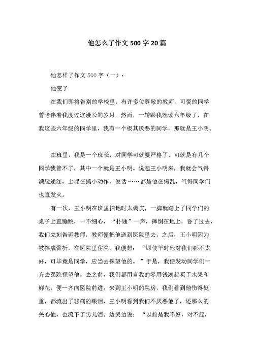 他怎么了作文?