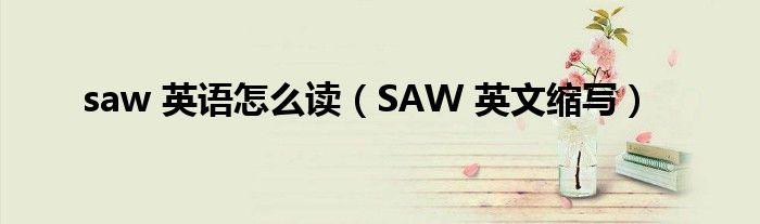 saw怎么读?